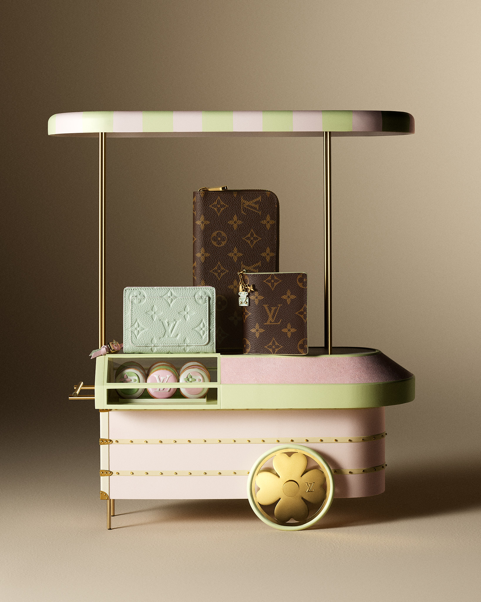 Luxury accessories and beauty still-life campaign photographed for Louis Vuitton Super Lucky Day 2. Image 3 of 11.